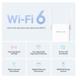 WiFi extender TP-Link Mercusys ME60X AP/Extender/Repeater - AX1500, 1x GLAN
