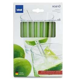 KELA Slámka na pití Grace sklo transparentní 12 ks KL-12539