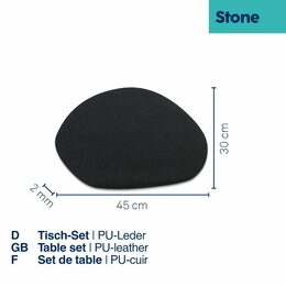 KELA Prostírání Stone PU kůže černá 45,0x30,0x0,2cm KL-12651