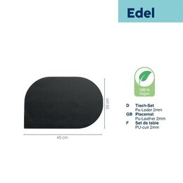 KELA Prostírání EDEL PU kůže černá 45,0x30,0x0,17cm KL-12664