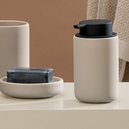 KELA Dávkovač mýdla Sana keramická béžová 14,5cm 9,0cm 300,0ml KL-23951