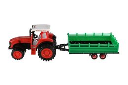 Traktor s vlekem s pluhem plast 53cm na setrvačník 2 barvy v blistru