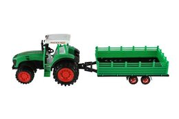 Traktor s vlekem s pluhem plast 53cm na setrvačník 2 barvy v blistru