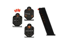 Pistole Glock na pěnové náboje plast 19cm + terče 3ks, náboje 6ks v krabici 34x18x4,5cm