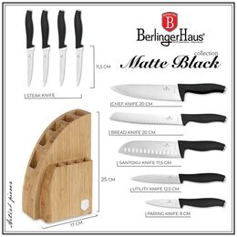 BERLINGERHAUS Sada nožů se stojanem BAMBOO 10 ks Matte Black Collection BH-2979