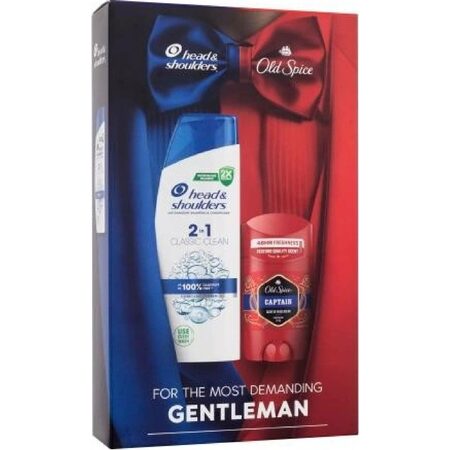 Head & Shoulders Gentleman : šampon Classic Clean 2in1 330 ml + tuhý deodorant Old Spice Captain 50 ml pro muže