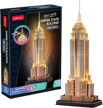 CubicFun - Puzzle 3D s LED Noční edice: Empire State Building 37 dílků