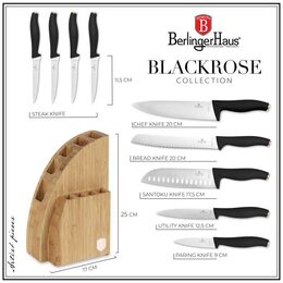 BERLINGERHAUS Sada nožů se stojanem BAMBOO 10 ks Black Rose Collection BH-2760