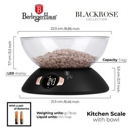 BERLINGERHAUS Váha kuchyňská s miskou Black Rose Collection BH-9620