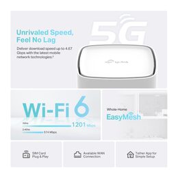 Modem TP-Link Archer NX200 AX1800, 5G/ LTE s WiFi routerem, 2x GLAN, 1x GWAN, 1x slot SIM, 2,4/5GHz, poškozený obal