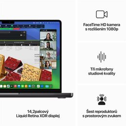Notebook Apple MacBook Pro 14" M3 Pro 11-core CPU 14-core GPU 18GB 512GB Vesmírně černý CZ - Rozbaleno