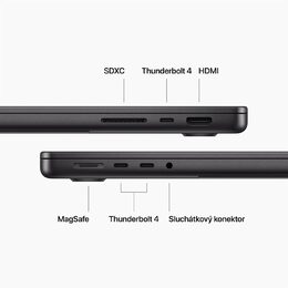 Notebook Apple MacBook Pro 14" M3 Pro 11-core CPU 14-core GPU 18GB 512GB Vesmírně černý CZ - Rozbaleno