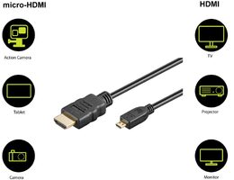 Kabel PremiumCord 4K HDMI A - HDMI micro D , 2m