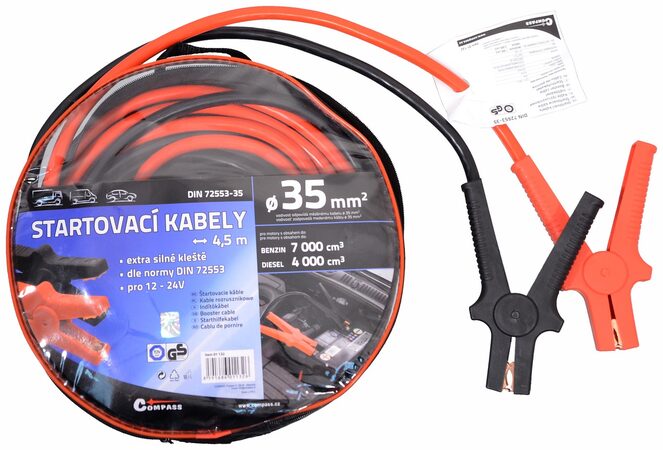 Startovací kabely Compass  35 délka 4,5m TÜV/GS  DIN72553