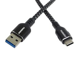 Kabel USB-C - USB 3.0 A (USB 3.2 gen.1, 3A, 5Gbit/s) bavlněný oplet a hliníkové konektory 1,5m