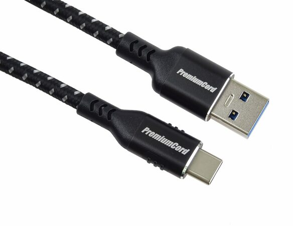 Kabel USB-C - USB 3.0 A (USB 3.2 gen.1, 3A, 5Gbit/s) bavlněný oplet a hliníkové konektory 2m