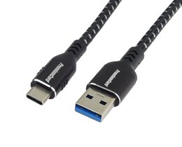 Kabel USB-C - USB 3.0 A (USB 3.2 gen.1, 3A, 5Gbit/s) bavlněný oplet a hliníkové konektory 2m