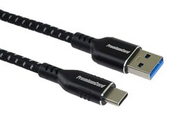Kabel USB-C - USB 3.0 A (USB 3.2 gen.1, 3A, 5Gbit/s) bavlněný oplet a hliníkové konektory 3m