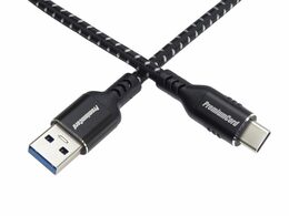 Kabel USB-C - USB 3.0 A (USB 3.2 gen.1, 3A, 5Gbit/s) bavlněný oplet a hliníkové konektory 3m
