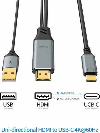 Kabel HDMI2.0 na USB-C pro monitory s USB-C konektorem, 4K@60Hz,1080p Aluminium 2m