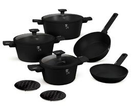 BERLINGERHAUS Sada nádobí s titanovým povrchem 10 ks Matte Black Collection BH-8197