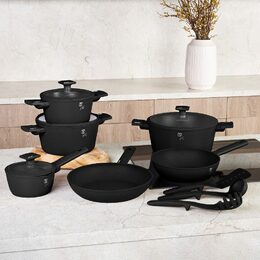 BERLINGERHAUS Sada nádobí s titanovým povrchem 10 ks Matte Black Collection BH-8197