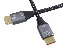 Kabel DisplayPort 2.1, 16K@60Hz, kovové a zlacené konektory, 1m