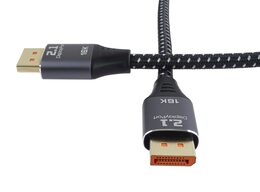Kabel DisplayPort 2.1, 16K@60Hz, kovové a zlacené konektory, 1m
