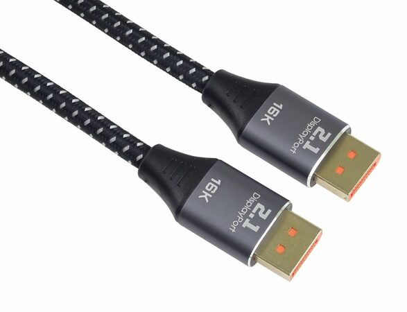 Kabel DisplayPort 2.1, 16K@60Hz, kovové a zlacené konektory, 1m