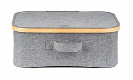 Úložný box G21 40 x 30 x 15 cm, bambusový s víkem, šedý