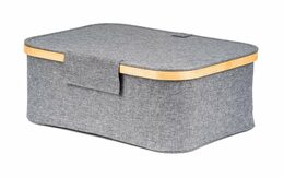 Úložný box G21 40 x 30 x 15 cm, bambusový s víkem, šedý