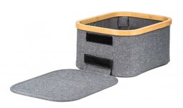 Úložný box G21 24 x 30 x 15 cm, bambusový s víkem, šedý