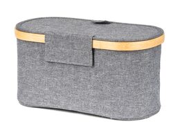 Úložný box G21 30 x 15 x 15 cm, bambusový s víkem, šedý