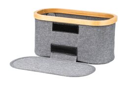 Úložný box G21 30 x 15 x 15 cm, bambusový s víkem, šedý