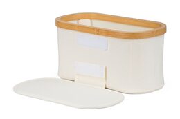 Úložný box G21 30 x 15 x 15 cm, bambusový s víkem, béžový