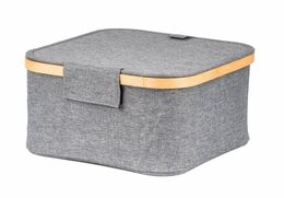 Úložný box G21 30 x 30 x 15 cm, bambusový s víkem, šedý