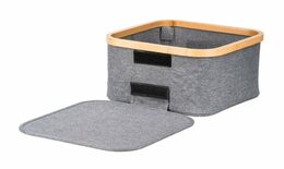 Úložný box G21 30 x 30 x 15 cm, bambusový s víkem, šedý