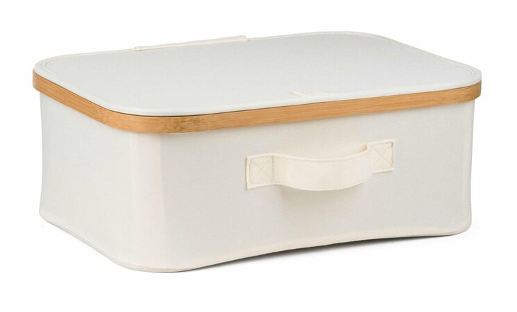 Úložný box G21 40 x 30 x 15 cm, bambusový s víkem, béžový
