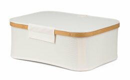 Úložný box G21 40 x 30 x 15 cm, bambusový s víkem, béžový