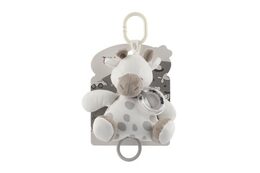 Žirafa natahovací hrací strojek chrastítko plyš 16,5x21,5cm bílo-šedivá na kartě v sáčku 0+