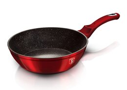 BERLINGERHAUS Pánev hluboká s mramorovým povrchem a poklicí 24 cm Burgundy Metallic Line BH-1259