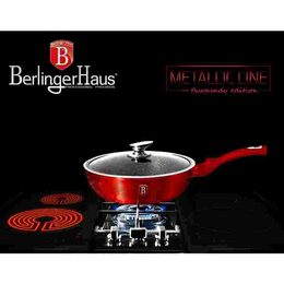 BERLINGERHAUS Pánev hluboká s mramorovým povrchem a poklicí 24 cm Burgundy Metallic Line BH-1259