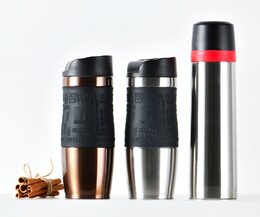 BERGNER Termohrnek s protiskluzovým úchopem 400 ml černá / nerez BG-5958-BK