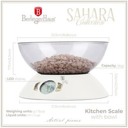 BERLINGERHAUS Váha kuchyňská digitální 5 kg s miskou Sahara Collection BH-9617