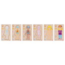 Goki Dřevěné puzzle lidské tělo - holka
