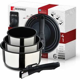 BERGNER Sada hrnců nerez s nepřilnavým povrchem  Click&Cook 3 ks 16, 18, 20 cm BG-32293-MM