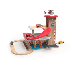 2Kids Toys Dřevěná garáž s vláčkodráhou