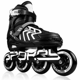 Spokey KHAN Kolečkové brusle, černo-bílé, ABEC7 Carbon, vel. 31-34