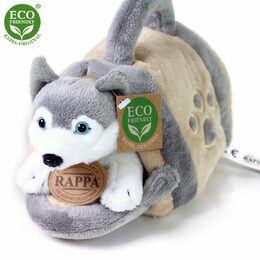 Rappa Plyšový pes Husky  s přepravkou 13 cm ECO-FRIENDLY