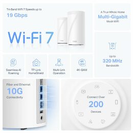 WiFi router TP-Link Deco BE85(2-pack) AXE19000, WiFi 7, 1x 10GLAN, 2x 2.5GLAN, 1x 10GLAN/SFP+, USB, 2,4/5/6GHz, poškozen